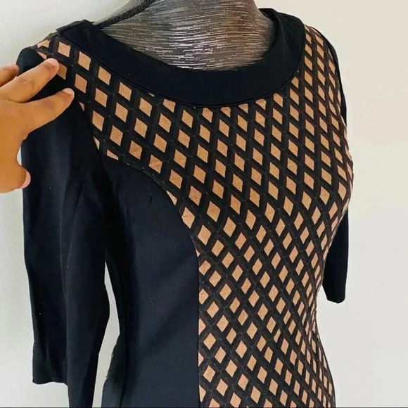 Le Chateau Midi Dress Black Tan Stretchable size Small - Picture 6 of 6